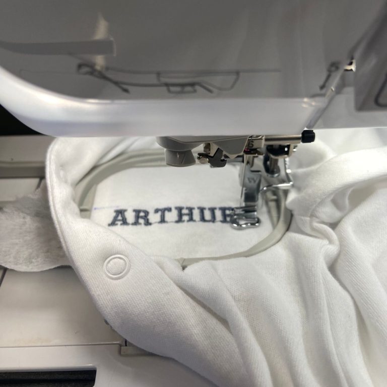 Arthur embroidery in process
